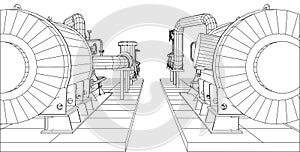 Wire-frame industrial equipment oil and gas pump