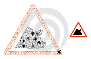 Wire Frame Mesh Pork Warning Icons with Pathogen Elements