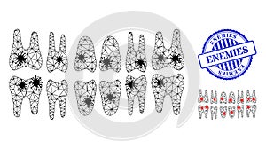 Wire Frame Mesh Teeth Jaw Icons with Flu Parts and Distress Round Enemies Watermark