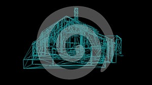 wire frame model of house