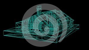 wire frame model of house