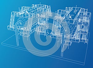 Wire-frame Oil and Gas industrial equipment.
