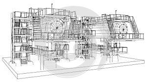 Wire-frame Oil and Gas industrial equipment.