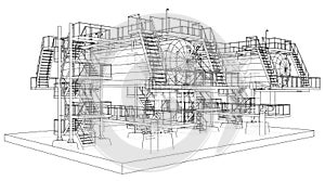 Wire-frame Oil and Gas industrial equipment.