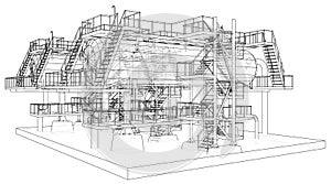 Wire-frame Oil and Gas industrial equipment.