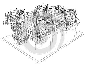 Wire-frame Oil and Gas industrial equipment.