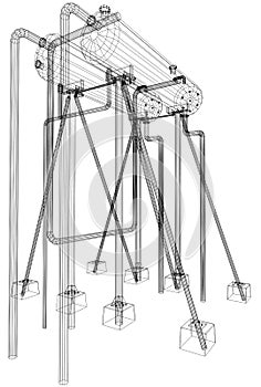 Wire-frame Oil and Gas industrial equipment