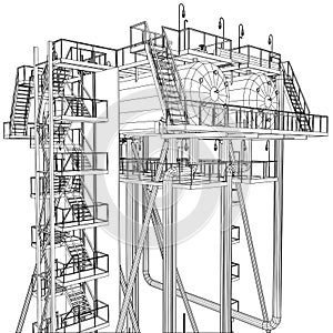 Wire-frame Oil and Gas industrial equipment