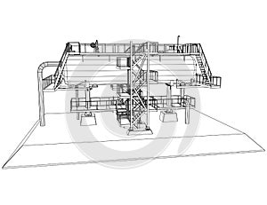 Wire-frame Oil and Gas industrial equipment.