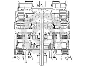 Wire-frame Oil and Gas industrial equipment.