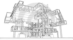 Wire-frame Oil and Gas industrial equipment.