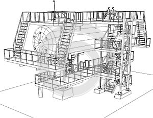 Wire-frame Oil and Gas industrial equipment.