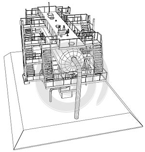 Wire-frame Oil and Gas industrial equipment.