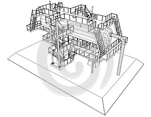 Wire-frame Oil and Gas industrial equipment.