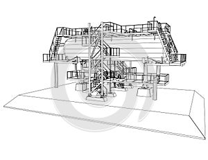 Wire-frame Oil and Gas industrial equipment.