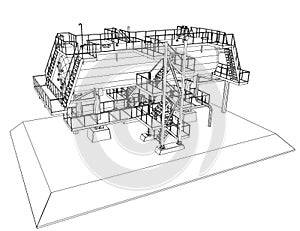 Wire-frame Oil and Gas industrial equipment.