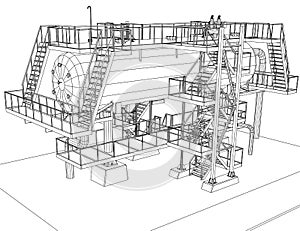 Wire-frame Oil and Gas industrial equipment.