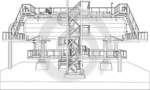 Wire-frame Oil and Gas industrial equipment.