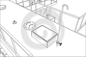 Wire-frame Oil and Gas industrial equipment.