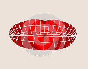 Wire frame polygonal female lips.