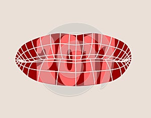 Wire frame polygonal female lips.