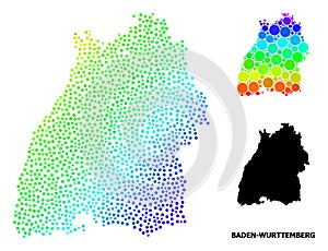 Wire Frame Polygonal Map of Baden-Wurttemberg State with Red Stars