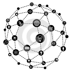 Wire frame sphere. Social network concept