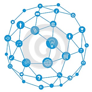 Wire frame sphere. Social network concept