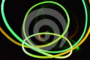 Wire with green and red light, a light guide wire with different light transmission, light spectrum, and light effects located in