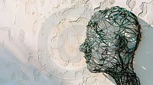 The wire head sculpture.AI generated image
