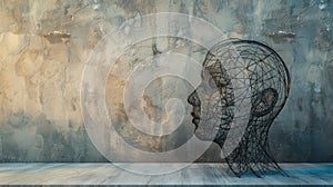 the wire head sculpture.AI generated image