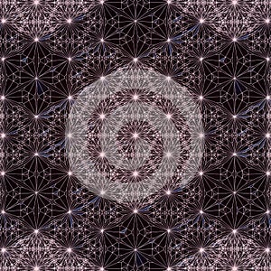 Wire hexagonal pattern in line art style on dark background. 3d rendering