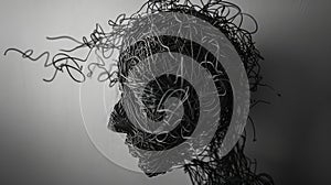 The wire human head. AI generated