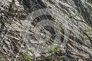 Wire mesh on the cliff