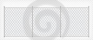 Wire mesh fence template. Isolated on transparent background