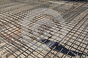 Wire mesh steel for concrete cement. Construct reinforcement rebar weld wire mesh photo