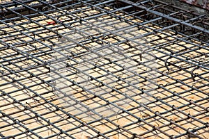 Wire mesh steel on floor at construction site