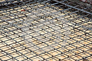 Wire mesh steel on floor at construction site