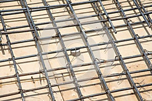 Wire mesh steel on floor at construction site