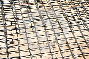 Wire mesh steel on floor at construction site