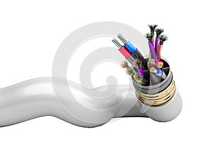 Wire multicore cable 3d render on white no shadow