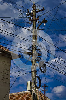 Wire Pole & blue sky