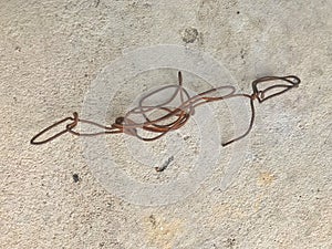 Wire rusty on the cement floor