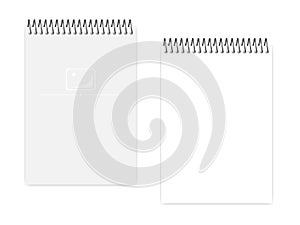 Wire spiral A5 blank notebook - white page and cover, template