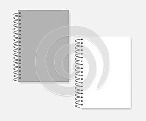 Wire spiral coil blank note book - white page and gray cover, mock-up
