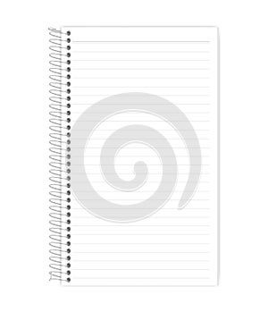 Wire spiral coil spring lined white notebook legal paper format