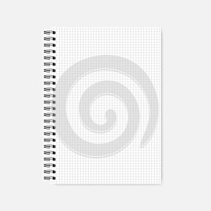 Wire spiral grid lined A4 notebook - squared paper notepad, mockup