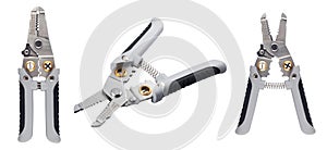 wire stripper or cutter on white background, close-up isolate