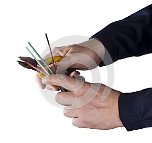 Wire stripper in the hands