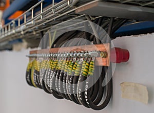 Wire and terminal of the grounding system. photo